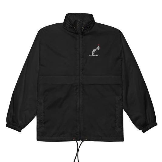 Basic-Unisex-Windbreaker STOP HATING - gestickt