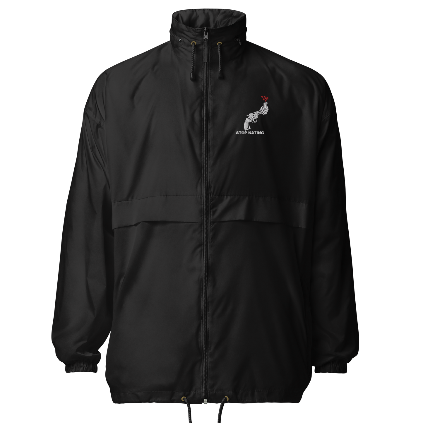 Basic-Unisex-Windbreaker STOP HATING - gestickt
